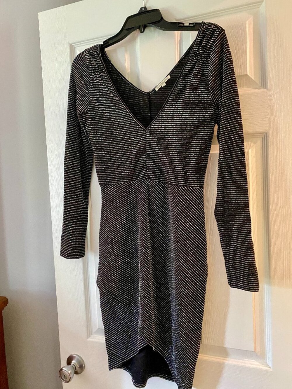 Charlotte Russe Black Silver Sparkly Long Sleeve Dress Cocktail Party Medium